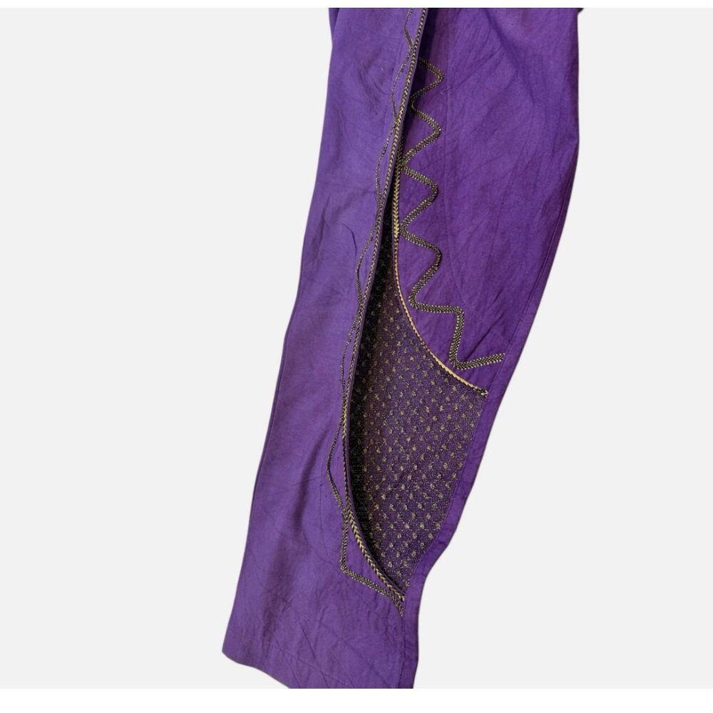 VTG Varda Garfinkel Purple Gold Funky Festival Boho Embellished Pants size M - Picture 9 of 10